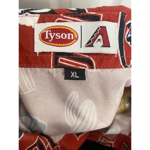 Tyson Mens Button Down Short Sleeve Shirt AOP Arizona Diamondbacks Red XL Flaws - Picture 6 of 10